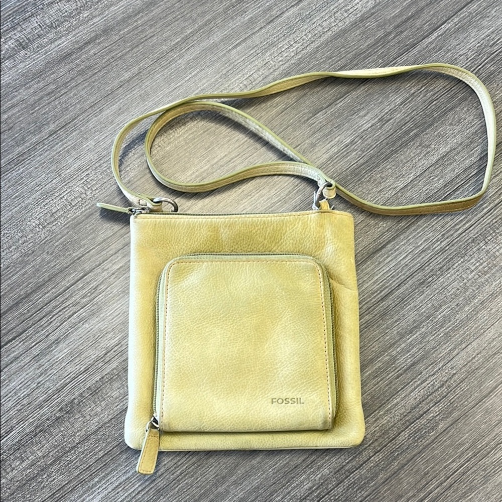 Fossil leather crossbody purse.